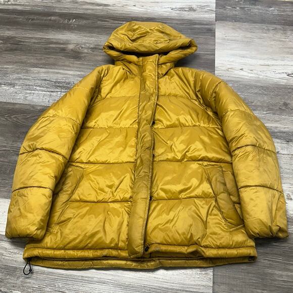 Everlane ReNew Yellow Womens Medium PrimaLoft Insulated Hooded Puffer Jacket - Picture 1 of 10